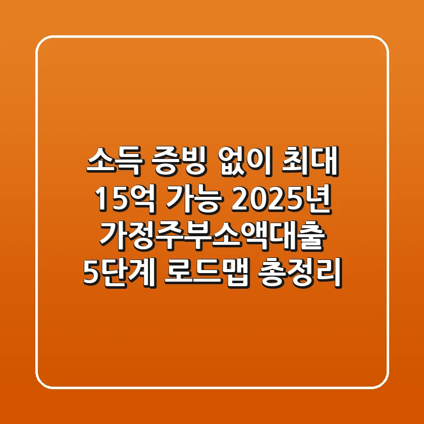 "소득 증빙 없이 최대 1.5억 가능?", 2025년 가정주부소액대출 5단계 로드맵 총정리