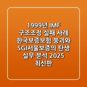 "1999년 IMF 구조조정 실패 사례", 한국보증보험 붕괴와 SGI서울보증의 탄생 실무 분석 (2025 최신판)