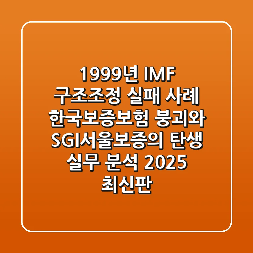 "1999년 IMF 구조조정 실패 사례", 한국보증보험 붕괴와 SGI서울보증의 탄생 실무 분석 (2025 최신판)