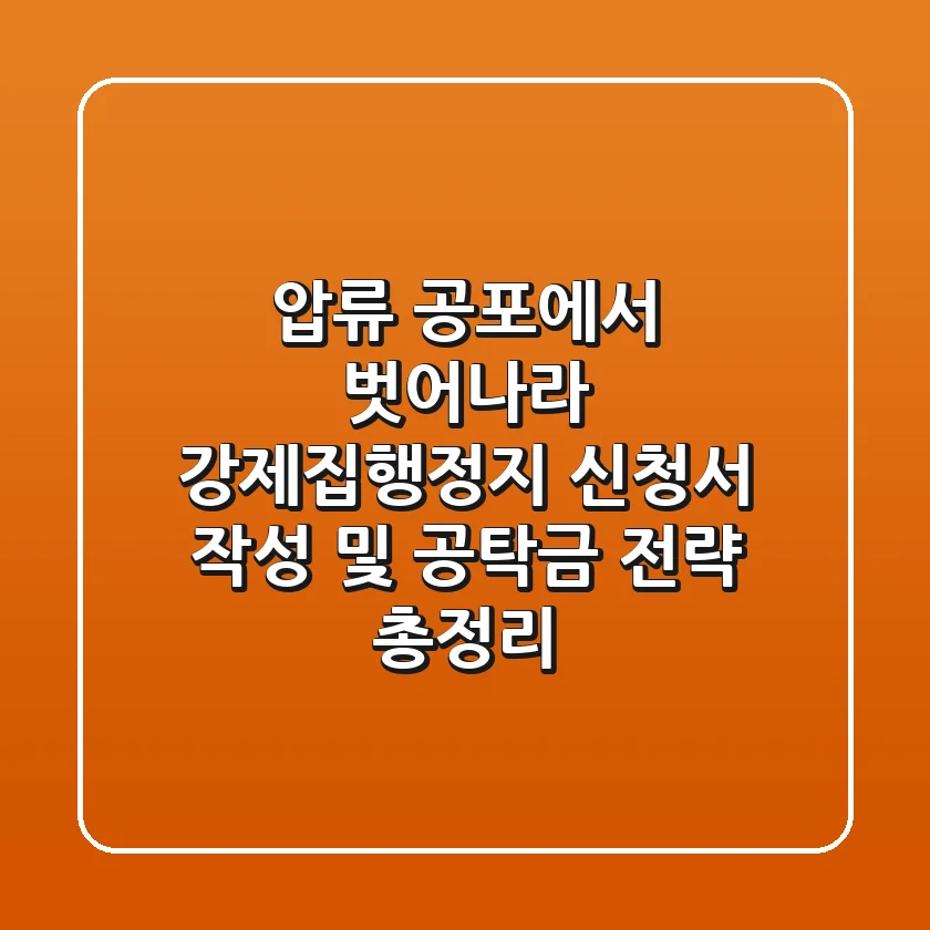 "압류 공포에서 벗어나라", 강제집행정지 신청서 작성 및 공탁금 전략 총정리