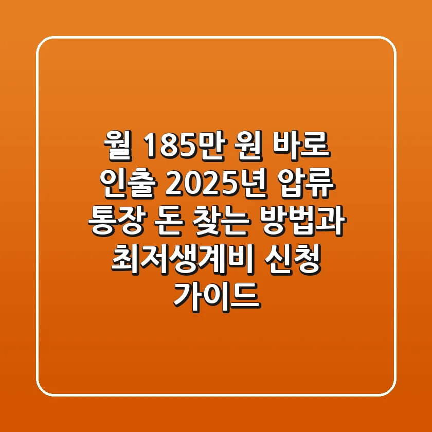 "월 185만 원 바로 인출", 2025년 압류 통장 돈 찾는 방법과 최저생계비 신청 가이드