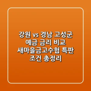 "강원 vs 경남", 고성군 예금 금리 비교: 새마을금고·수협 특판 조건 총정리
