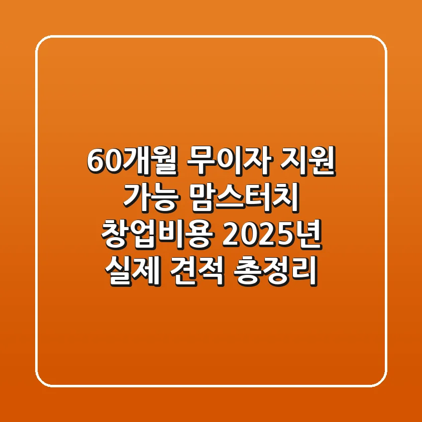 "60개월 무이자 지원 가능?", 맘스터치 창업비용 2025년 실제 견적 총정리