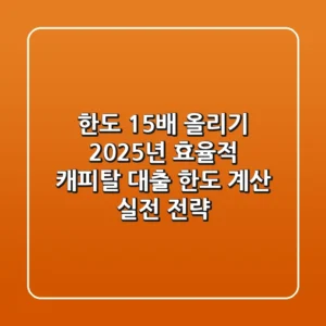 "한도 1.5배 올리기?", 2025년 효율적 캐피탈 대출 한도 계산 실전 전략