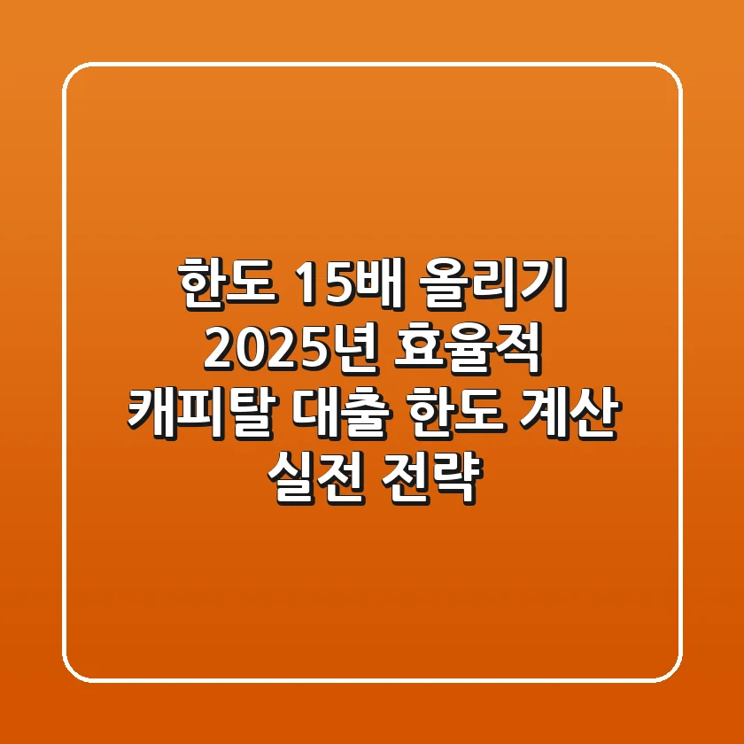 "한도 1.5배 올리기?", 2025년 효율적 캐피탈 대출 한도 계산 실전 전략