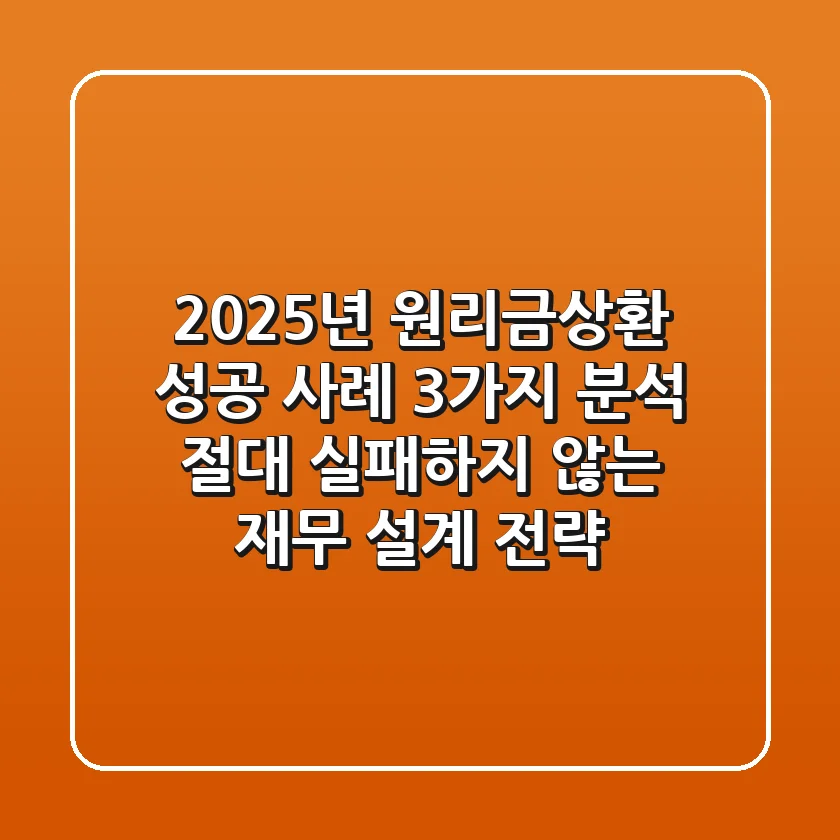"2025년 원리금상환 성공 사례 3가지 분석, 절대 실패하지 않는 재무 설계 전략"