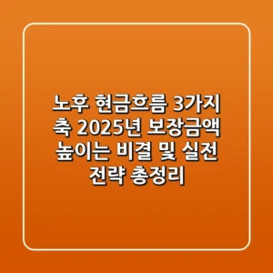 "노후 현금흐름 3가지 축", 2025년 보장금액 높이는 비결 및 실전 전략 총정리