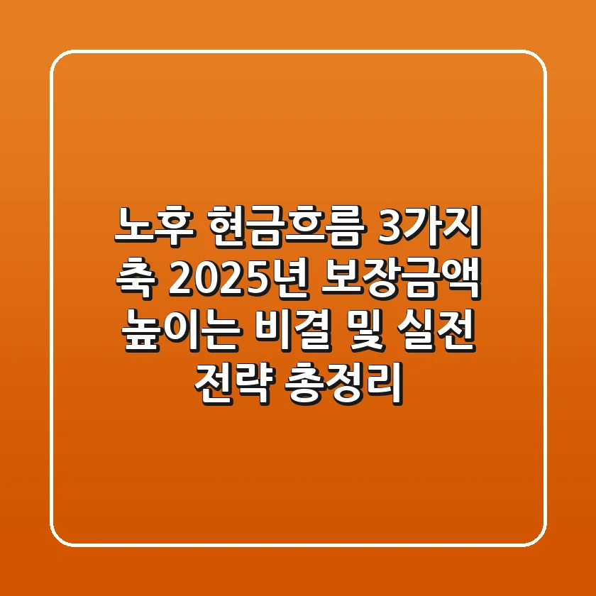 "노후 현금흐름 3가지 축", 2025년 보장금액 높이는 비결 및 실전 전략 총정리