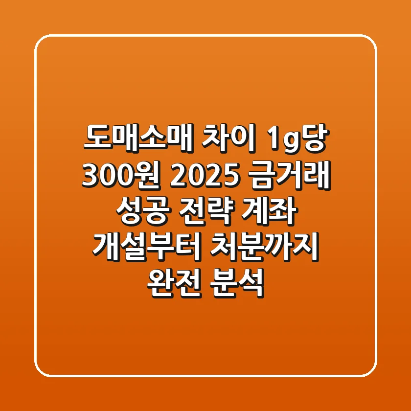 "도매/소매 차이 1g당 300원", 2025 금거래 성공 전략: 계좌 개설부터 처분까지 완전 분석