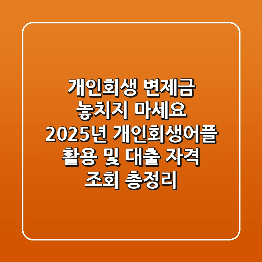 "개인회생 변제금 놓치지 마세요", 2025년 개인회생어플 활용 및 대출 자격 조회 총정리