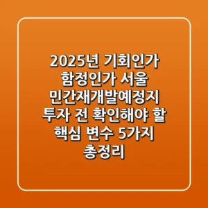 "2025년, 기회인가 함정인가?" 서울 민간재개발예정지 투자 전 확인해야 할 '핵심 변수 5가지' 총정리