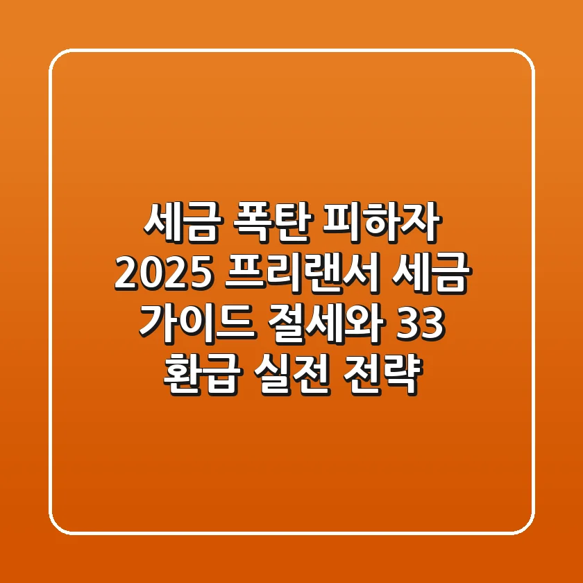 "세금 폭탄 피하자", 2025 프리랜서 세금 가이드: 절세와 3.3% 환급 실전 전략