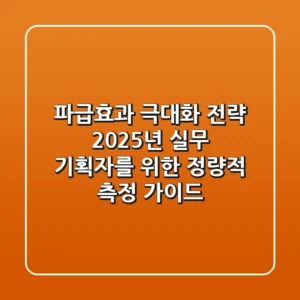"파급효과 극대화 전략", 2025년 실무 기획자를 위한 정량적 측정 가이드