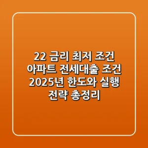 "2.2% 금리 최저 조건?", 아파트 전세대출 조건 2025년 한도와 실행 전략 총정리