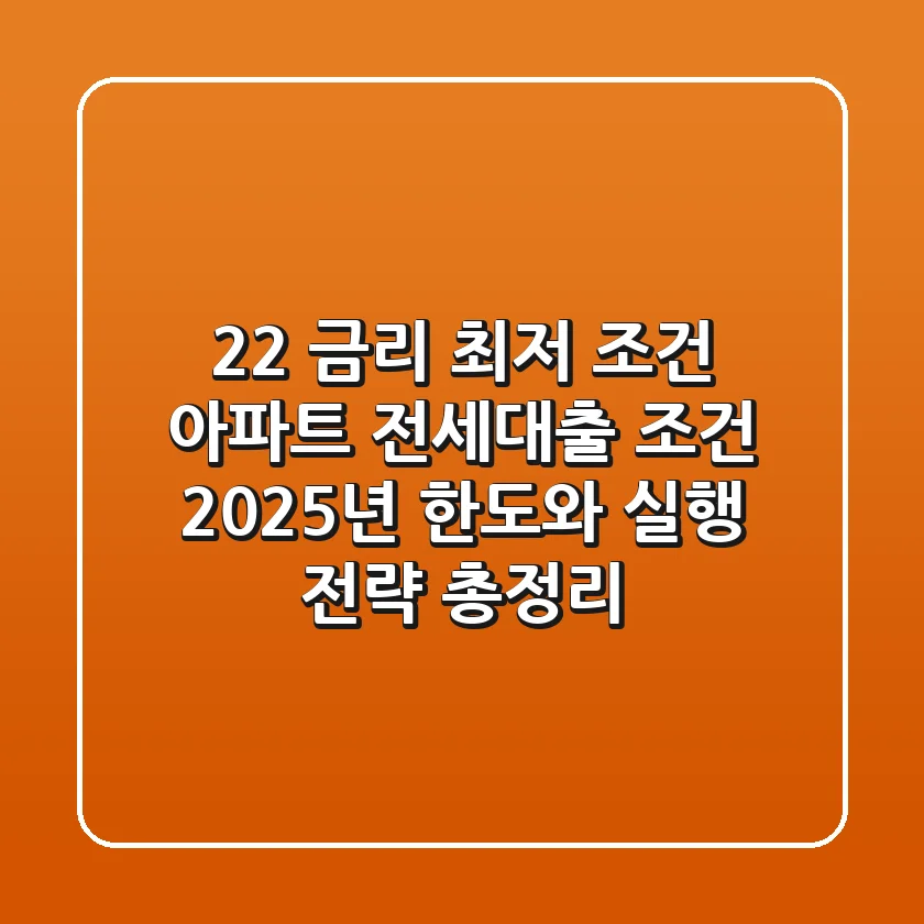 "2.2% 금리 최저 조건?", 아파트 전세대출 조건 2025년 한도와 실행 전략 총정리