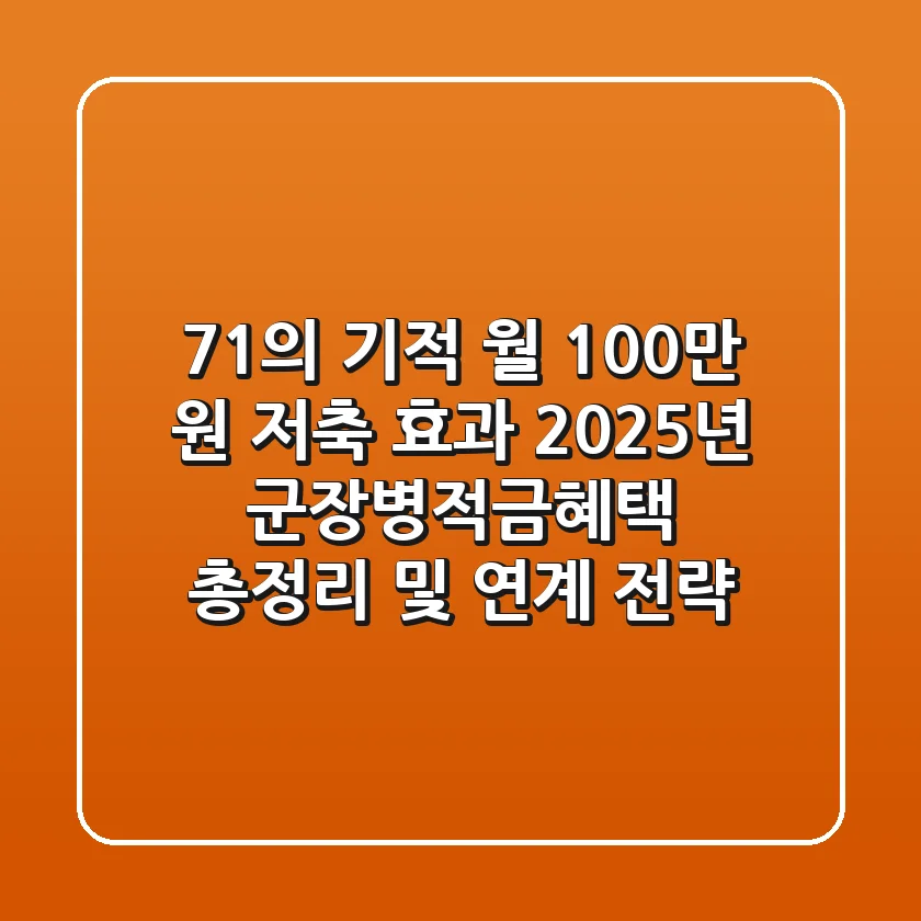"71%의 기적, 월 100만 원 저축 효과", 2025년 군장병적금혜택 총정리 및 연계 전략