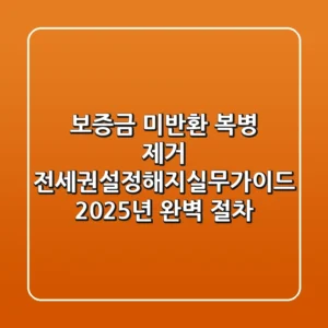 "보증금 미반환 복병 제거", 전세권설정해지실무가이드 2025년 완벽 절차