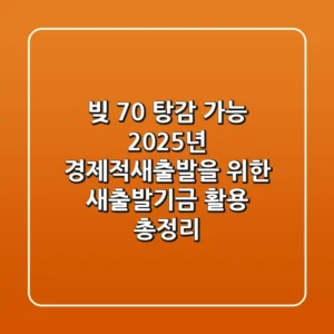 "빚 70% 탕감 가능?", 2025년 경제적새출발을 위한 새출발기금 활용 총정리