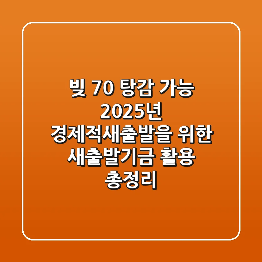 "빚 70% 탕감 가능?", 2025년 경제적새출발을 위한 새출발기금 활용 총정리