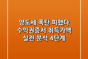 “양도세 폭탄 피했다”, 수익권증서 취득가액 실전 분석 4단계