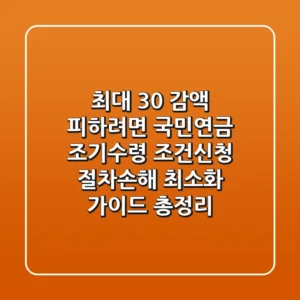 "최대 30% 감액 피하려면", 국민연금 조기수령 조건·신청 절차·손해 최소화 가이드 총정리