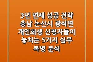 “3년 변제 성공 전략”, 충남 논산시 광석면 개인회생 신청자들이 놓치는 5가지 실무 복병 분석