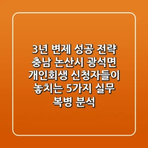 "3년 변제 성공 전략", 충남 논산시 광석면 개인회생 신청자들이 놓치는 5가지 실무 복병 분석
