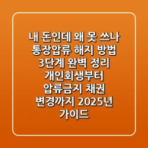 "내 돈인데 왜 못 쓰나", 통장압류 해지 방법 3단계 완벽 정리: 개인회생부터 압류금지 채권 변경까지 2025년 가이드