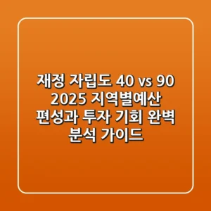 "재정 자립도 40% vs 90%", 2025 지역별예산 편성과 투자 기회 완벽 분석 가이드