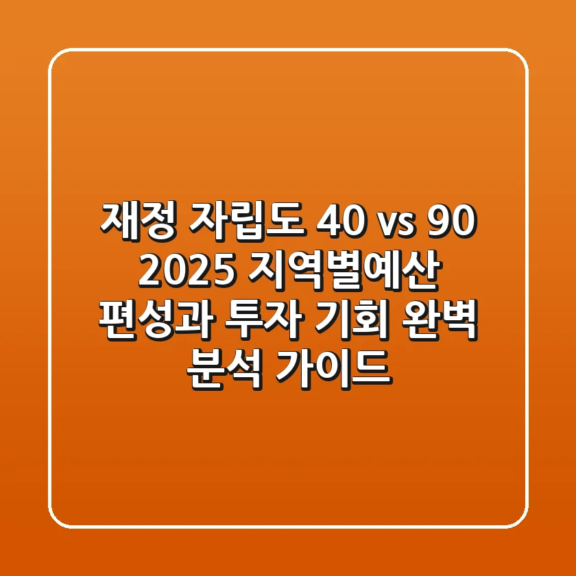 "재정 자립도 40% vs 90%", 2025 지역별예산 편성과 투자 기회 완벽 분석 가이드