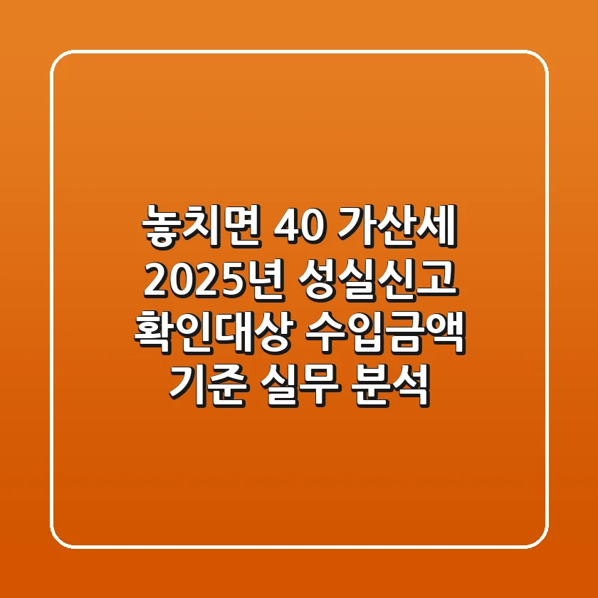 "놓치면 40% 가산세", 2025년 성실신고 확인대상 수입금액 기준 실무 분석