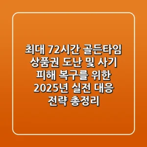 "최대 72시간 골든타임", 상품권 도난 및 사기 피해 복구를 위한 2025년 실전 대응 전략 총정리