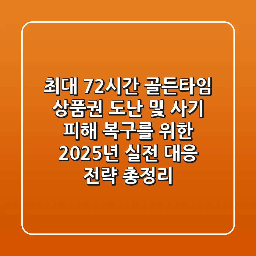 "최대 72시간 골든타임", 상품권 도난 및 사기 피해 복구를 위한 2025년 실전 대응 전략 총정리