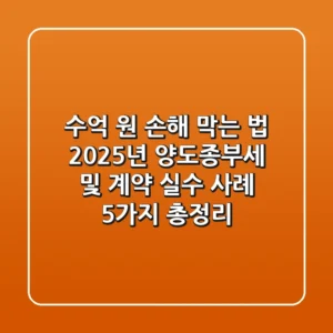 "수억 원 손해 막는 법", 2025년 양도·종부세 및 계약 실수 사례 5가지 총정리