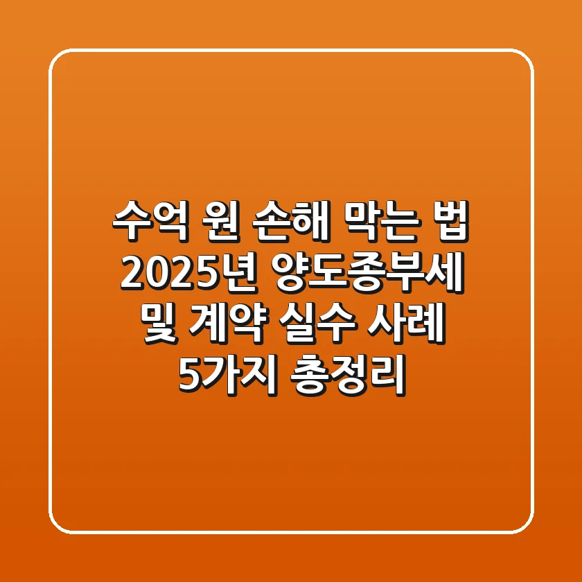 "수억 원 손해 막는 법", 2025년 양도·종부세 및 계약 실수 사례 5가지 총정리