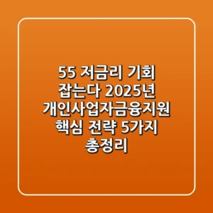 "5.5% 저금리 기회 잡는다", 2025년 개인사업자금융지원 핵심 전략 5가지 총정리