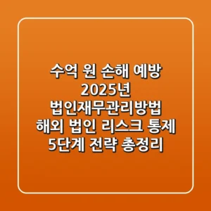 "수억 원 손해 예방", 2025년 법인재무관리방법: 해외 법인 리스크 통제 5단계 전략 총정리