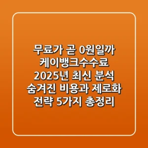 "무료가 곧 0원일까?", 케이뱅크수수료 2025년 최신 분석, 숨겨진 비용과 제로화 전략 5가지 총정리