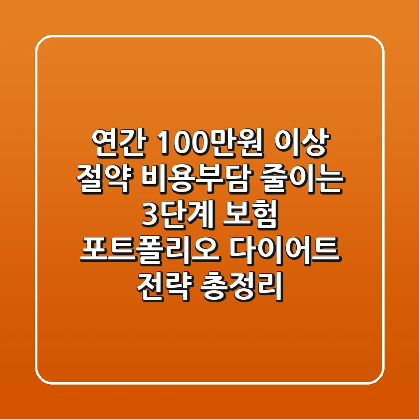 "연간 100만원 이상 절약", 비용부담 줄이는 3단계 보험 포트폴리오 다이어트 전략 총정리