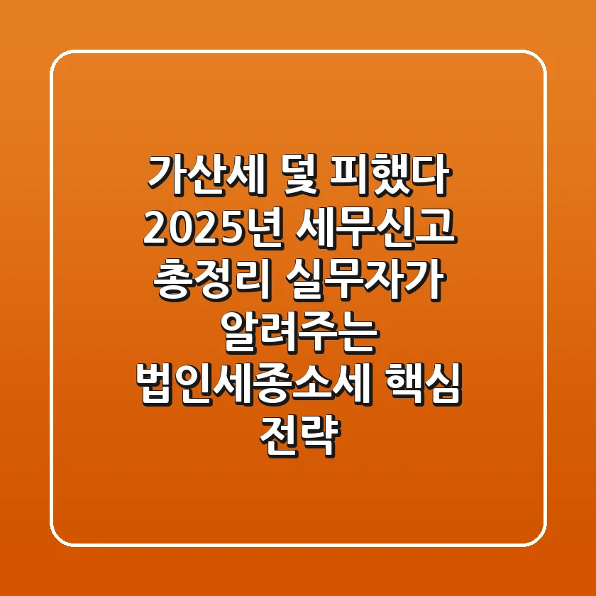 "가산세 덫 피했다", 2025년 세무신고 총정리: 실무자가 알려주는 법인세·종소세 핵심 전략