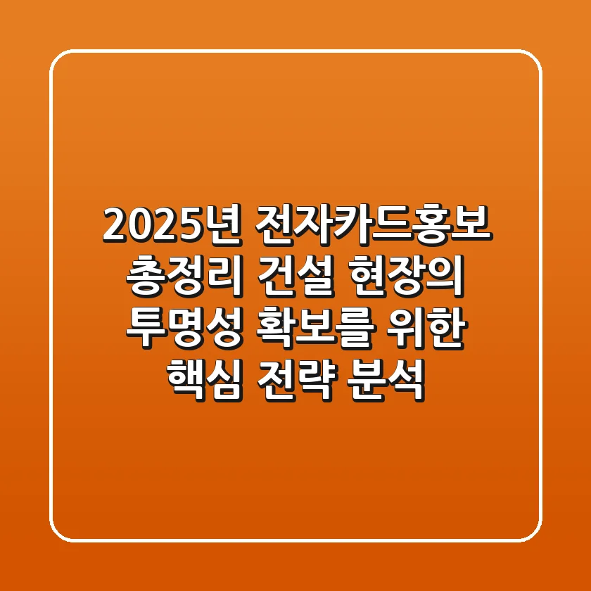 "2025년 전자카드홍보 총정리", 건설 현장의 투명성 확보를 위한 핵심 전략 분석