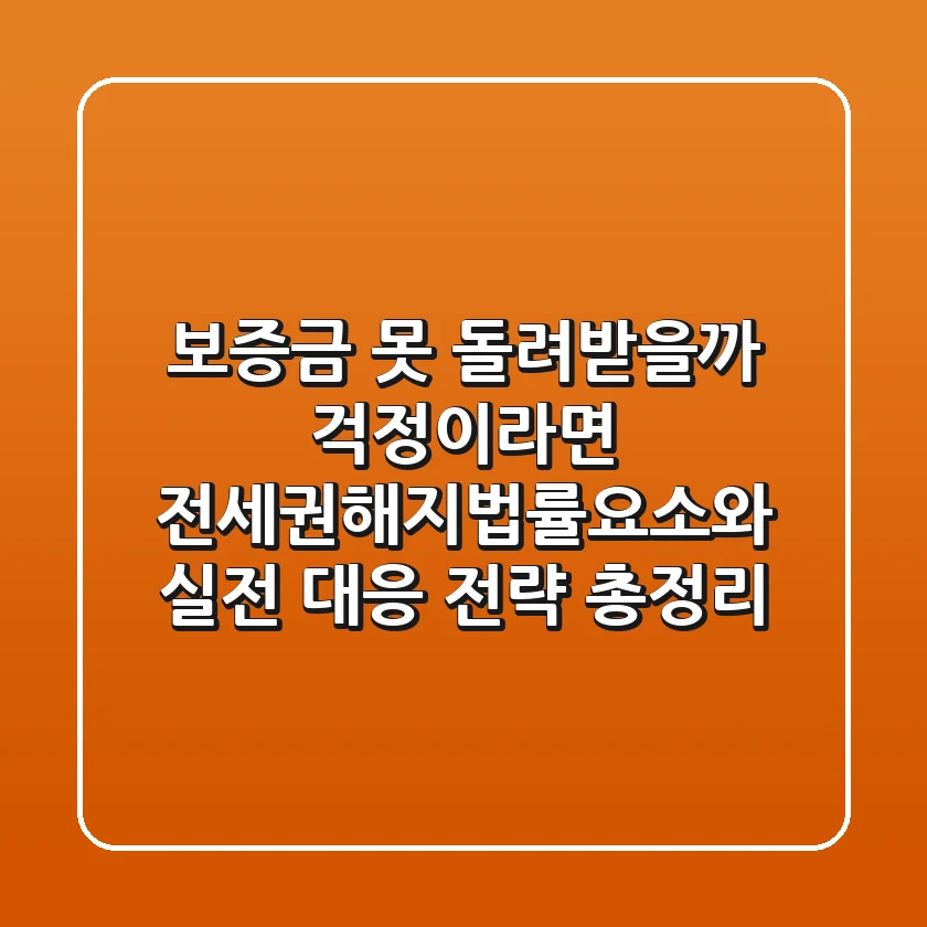 "보증금 못 돌려받을까 걱정이라면?", 전세권해지법률요소와 실전 대응 전략 총정리