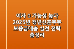 “이자 0% 가능성 높다”, 2025년 청년·신혼부부 보증금대출 실전 전략 총정리