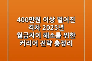 “400만원 이상 벌어진 격차”, 2025년 월급차이 해소를 위한 커리어 전략 총정리