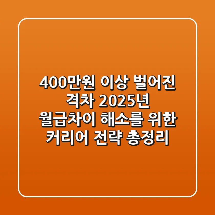 "400만원 이상 벌어진 격차", 2025년 월급차이 해소를 위한 커리어 전략 총정리