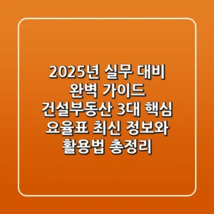 "2025년 실무 대비 완벽 가이드", 건설·부동산 3대 핵심 요율표 최신 정보와 활용법 총정리