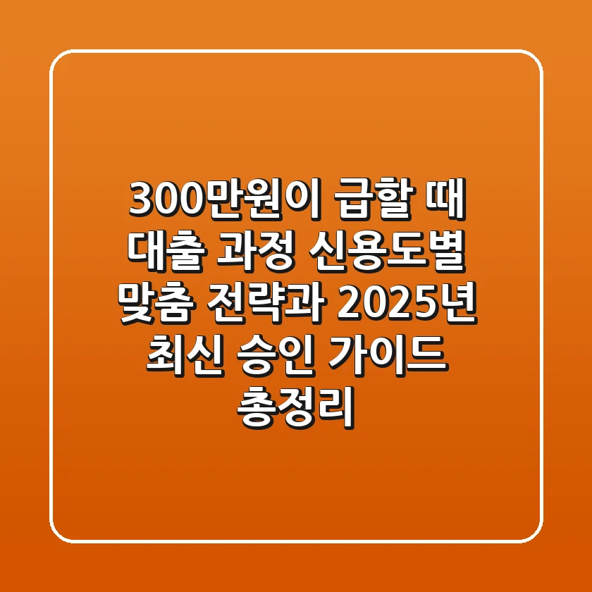 "300만원이 급할 때", 대출 과정 신용도별 맞춤 전략과 2025년 최신 승인 가이드 총정리