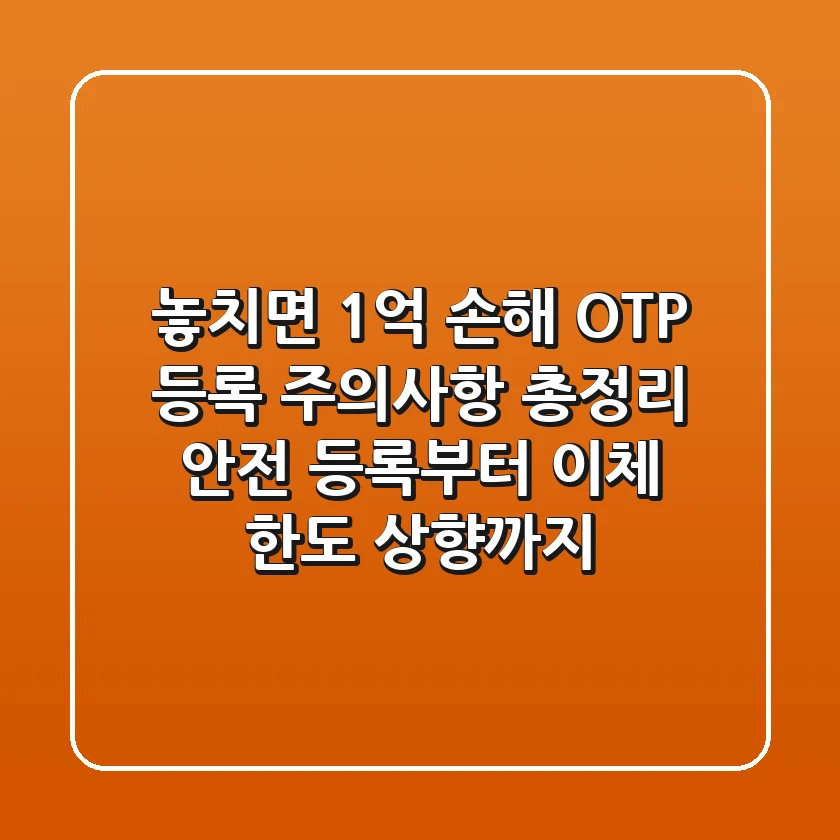 "놓치면 1억 손해!", OTP 등록 주의사항 총정리: 안전 등록부터 이체 한도 상향까지