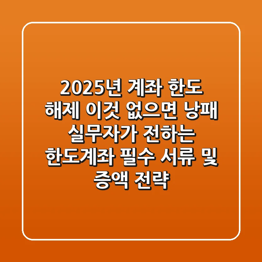 2025년 계좌 한도 해제 "이것" 없으면 낭패, 실무자가 전하는 한도계좌 필수 서류 및 증액 전략