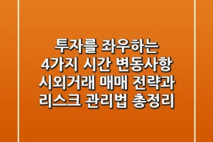 “투자를 좌우하는 4가지 시간 변동사항”, 시외거래 매매 전략과 리스크 관리법 총정리